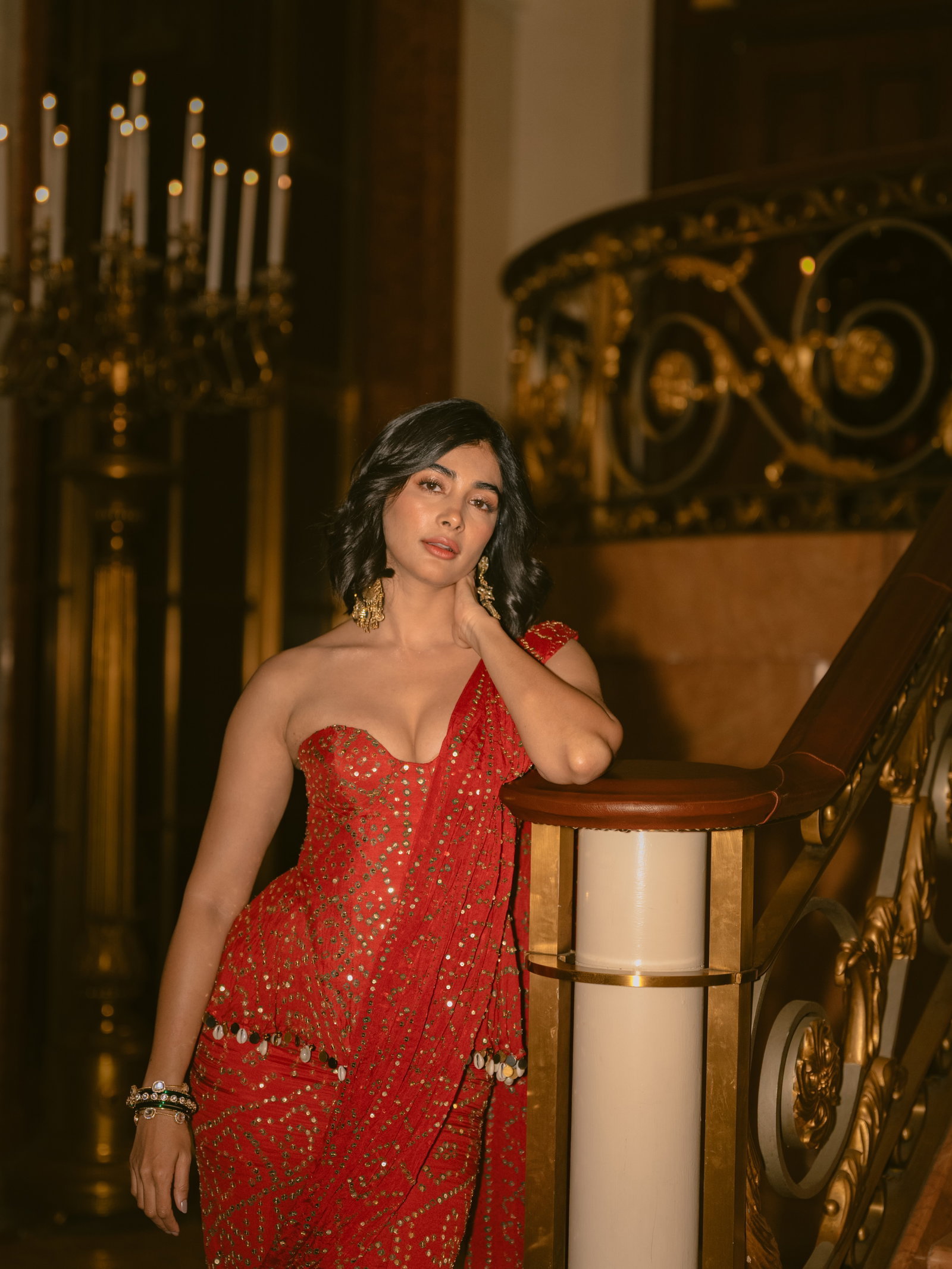 Pooja Hegde Stuns in a Glamorous Red Sequined Look at India Day Parade 2026