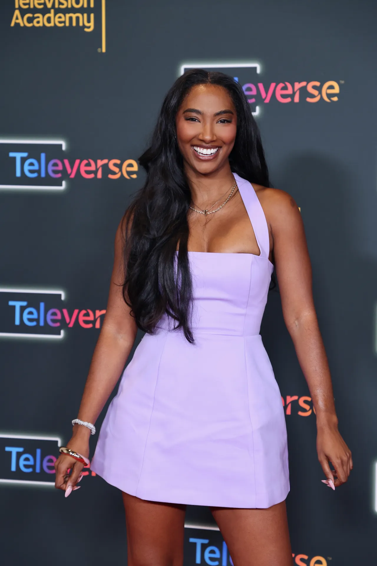 Taylor Hale Lavender Mini Dress at Televerse Festival