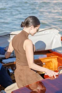 Selena Gomez Brown Venice Look Has the Better Proportion Beside Benny Blanco Blue Suit 38 Selena Gomez Brown Venice Look Has the Better Proportion Beside Benny Blanco Blue Suit